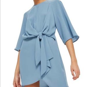 TOP SHOP TIE FRONT MINI DRESS: BLUE 4 US